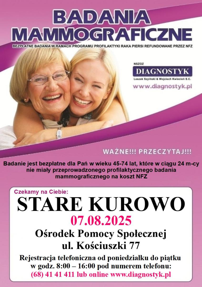 Badania mammograficzne stare kurowo